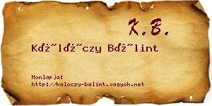 Kálóczy Bálint névjegykártya