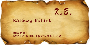 Kálóczy Bálint névjegykártya
